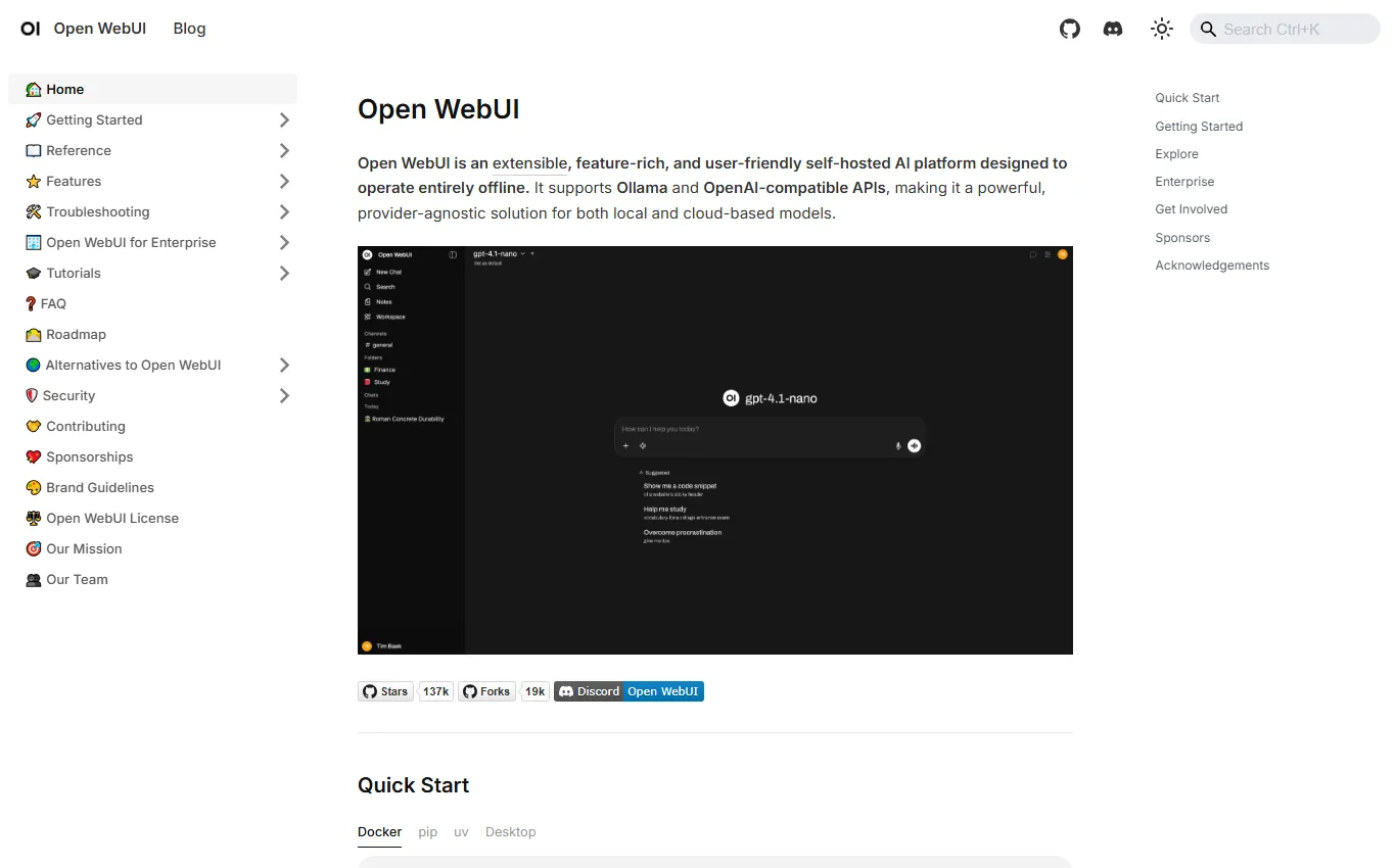 Open WebUI -- Plataforma self-hosted para agentes IA