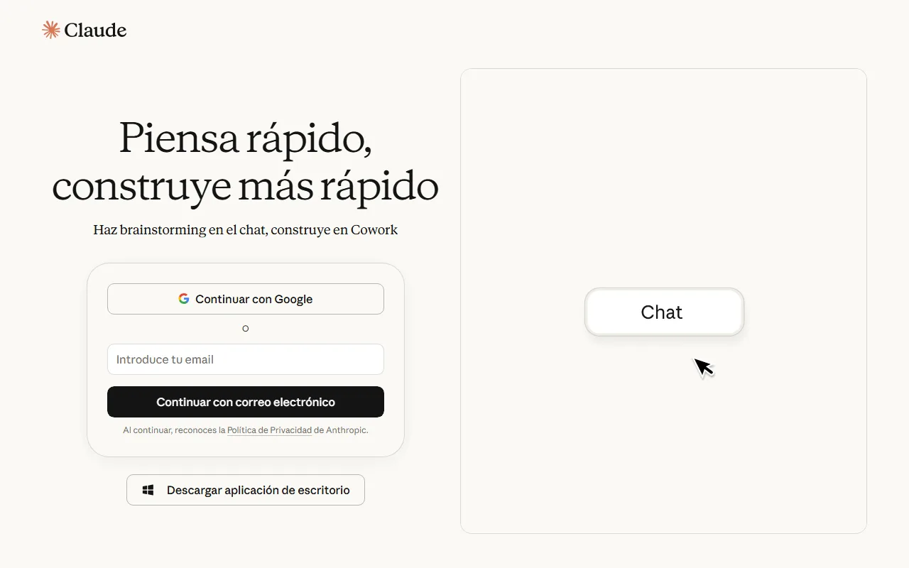 Interfaz de Claude.ai de Anthropic